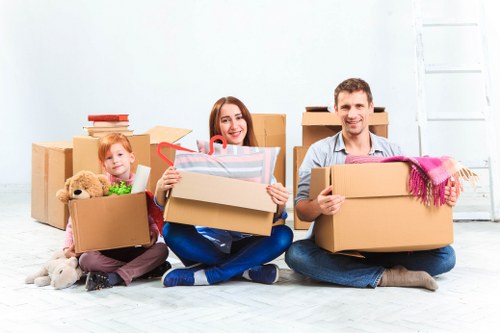 Professional moving team preparing a property with safety checks