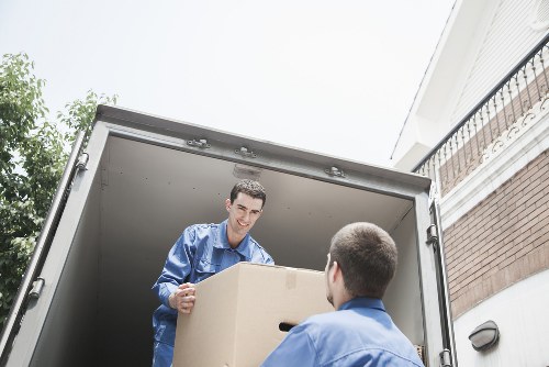 Packed boxes and furniture ready for transport during a Bigginhill move